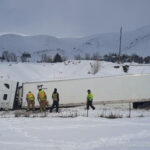 A semi truck lost control and ended up in the Weber River Sunday afternoon. (Mountain Green Fire Protection District)