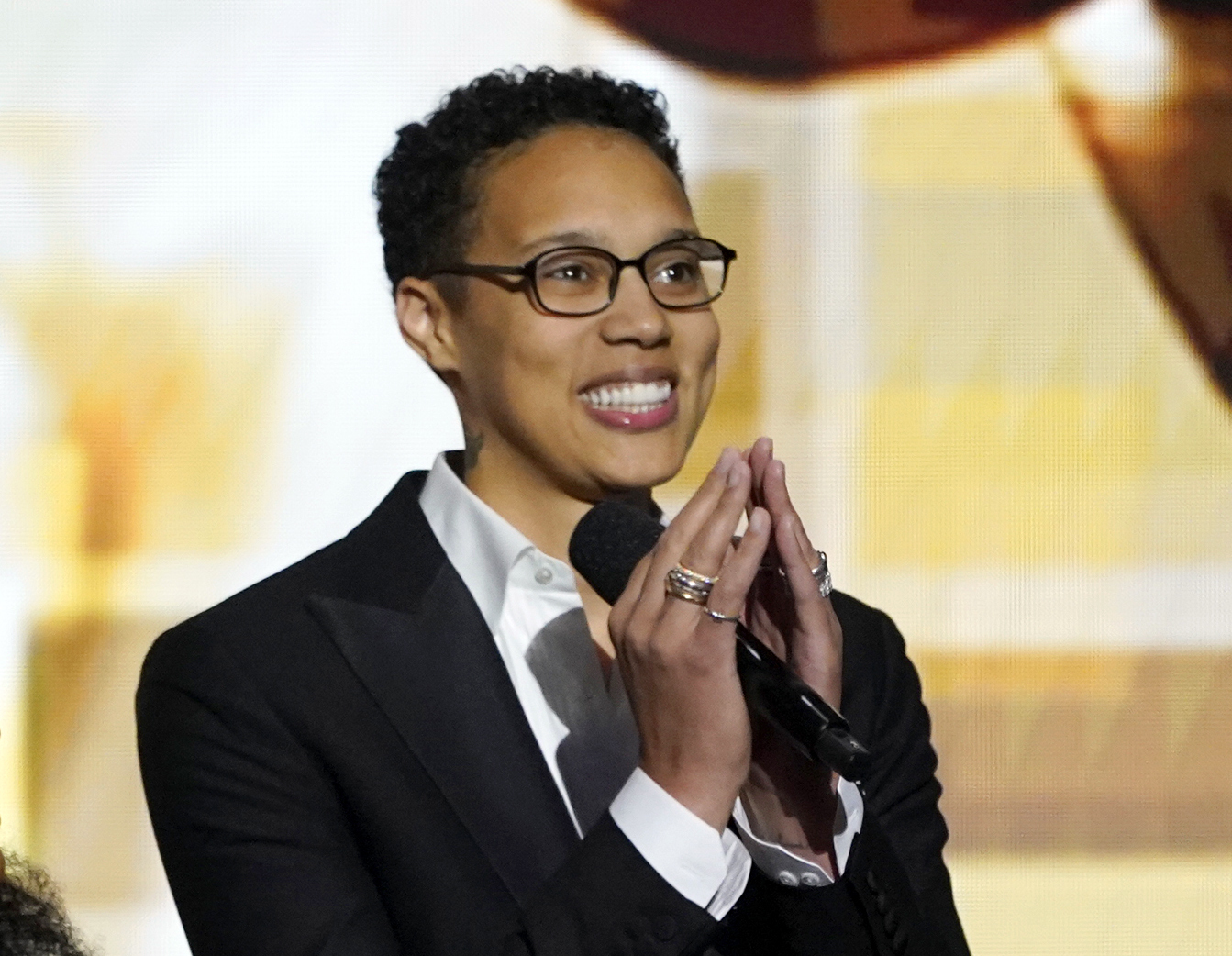 FILE - Brittney Griner appears on stage at the 54th NAACP Image Awards in Pasadena, Calif., on Feb....