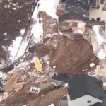 Homes that were lost as part of a land collapse on April 22, 2023. (Chopper 5, KSL TV)