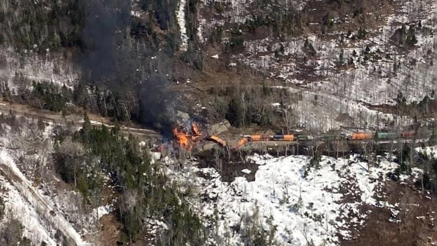 Train derailment north of Rockwood, Maine. (Rockwood Fire & Rescue)...