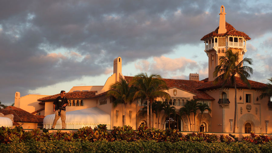 FILE: A Secret Service agent guards the Mar-a-Lago home of former President Donald Trump on March 2...