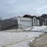 A pair of homes in a Draper neighborhood were destroyed after the hillside they were built on gave way overnight, leading to the evacuation of nearby houses on April 22, 2023.(Ashley Moser, KSL TV)