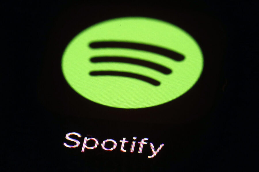 This March 20, 2018, file photo shows the Spotify app on an iPad in Baltimore. Spotify’s chief fi...