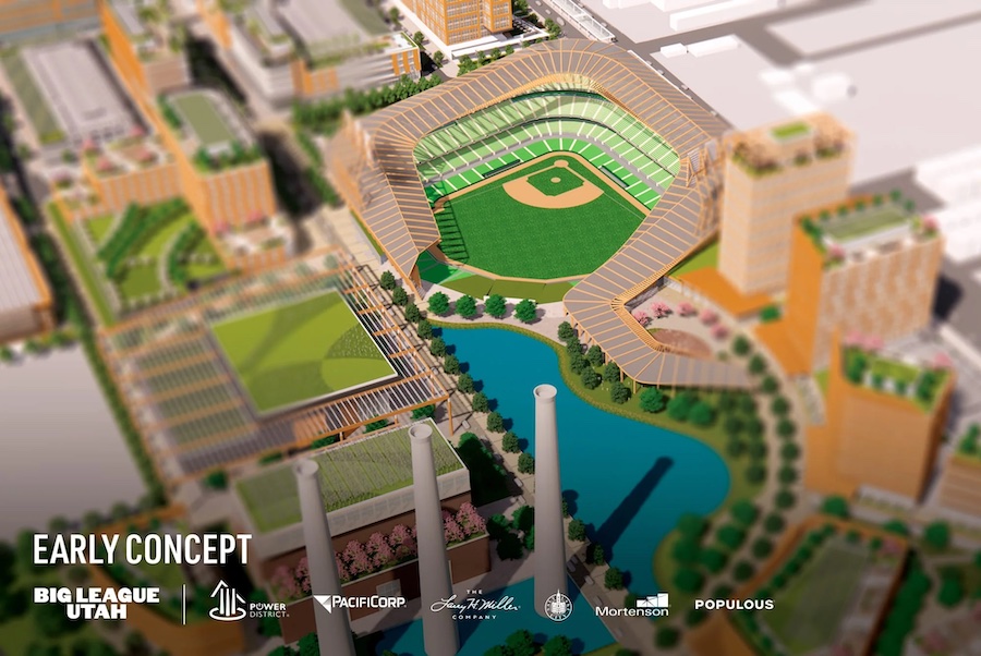 A rendering of a planned MLB stadium in Salt Lake City, Utah. (Big League Utah)...
