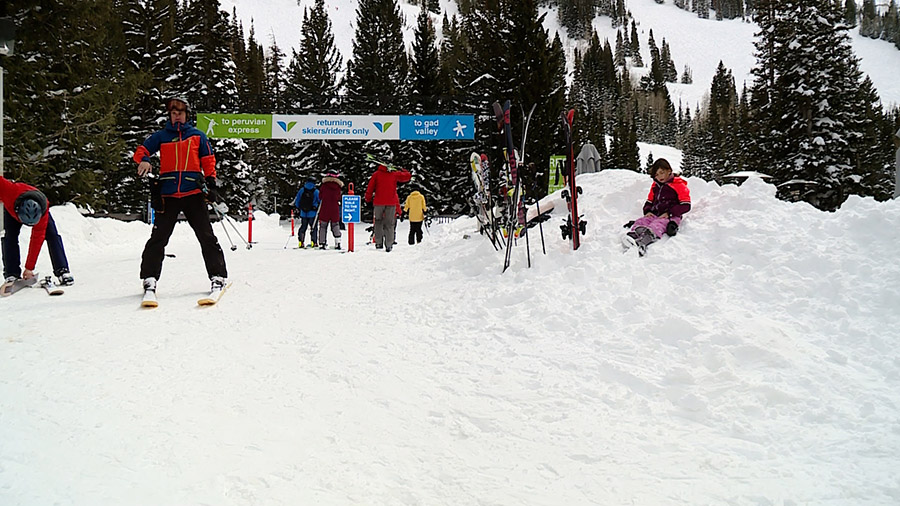 Skiers and snowboarders at the Snowbird resort. (KSLTV/Mark Less)...