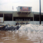 Sandbags protect the Derks Field baseball park in 1983. (Russell Sorensen)