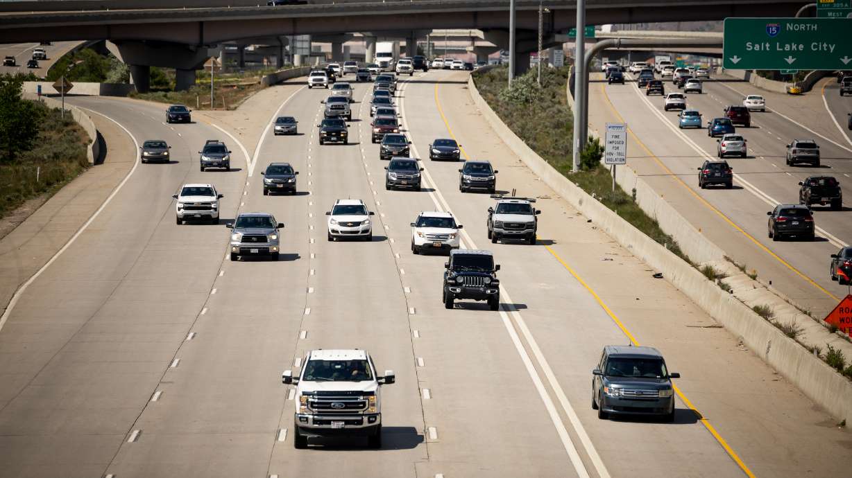 Traffic moves on I-15 in Salt Lake City on May 18. Utah Department of Transportation engineers say ...