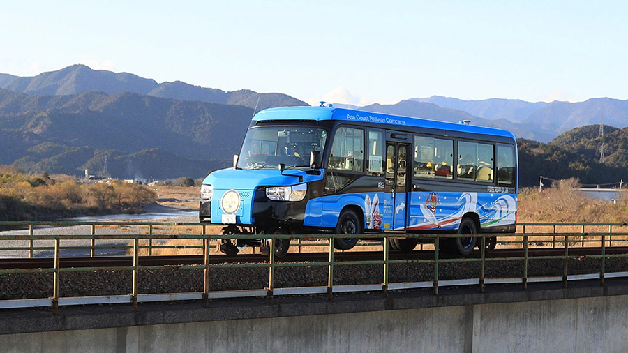 Asa Coast Railway company operates the world's first dual-mode vehicle (DMV) between Tokushima and ...