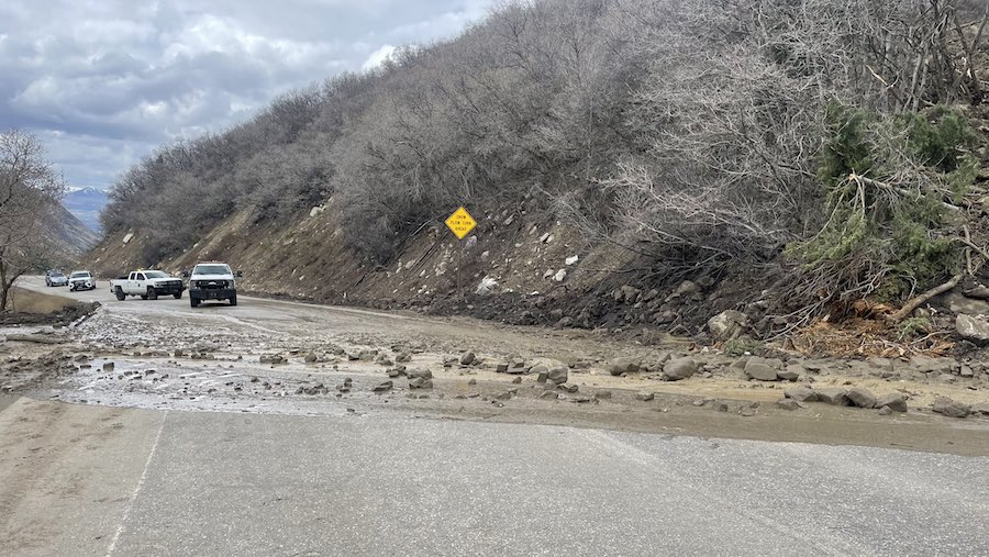 A mudslide near milepost 7 forced crews to close state Route 210 in Little Cottonwood Canyon on Fri...