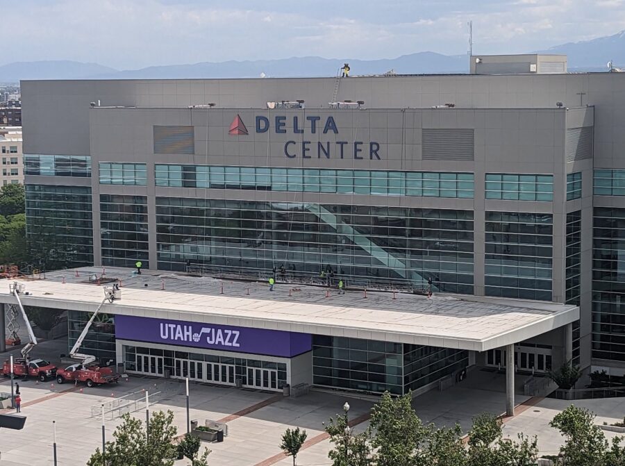 FILE: A view of the Delta Center from KSL Broadcast House on May 25, 2023. (Lindsay Aerts, KSLTV)...