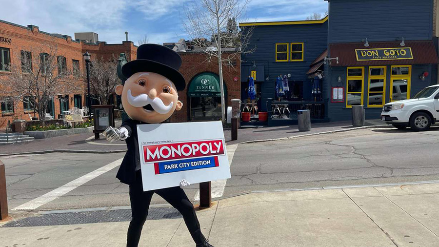 Rich Uncle Pennybags, also known as Mr. Monopoly, stands on a Park City sidewalk Tuesday. (KSL.com/...