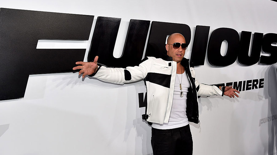 HOLLYWOOD, CA - APRIL 01:  Actor Vin Diesel attends Universal Pictures' "Furious 7" premiere at TCL...