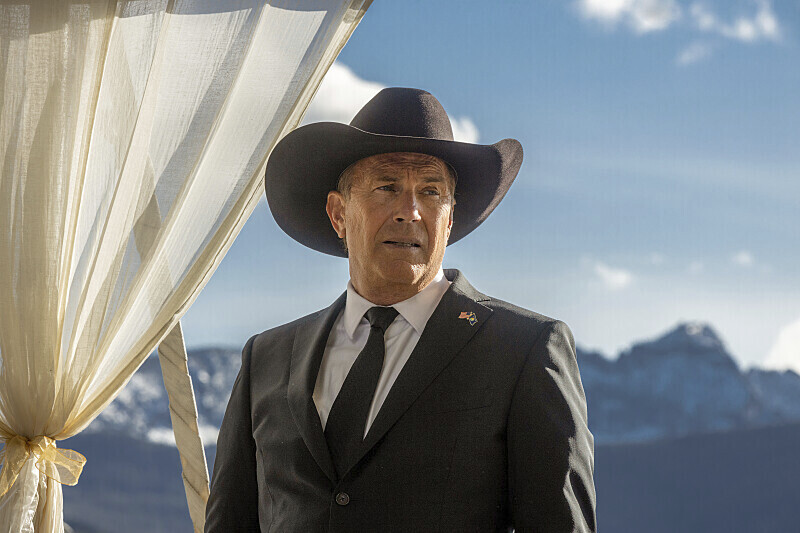 FILE - This image released by Paramount Network shows Kevin Costner in a scene from "Yellowstone." ...