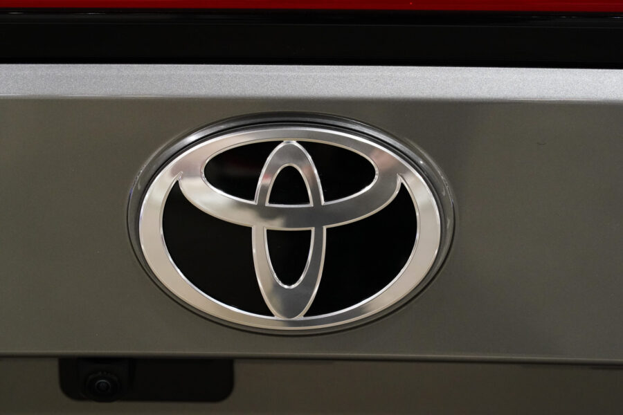 FILE - The Toyota logo is shown on a vehicle at the Philadelphia Auto Show on Jan. 27, 2023, in Phi...
