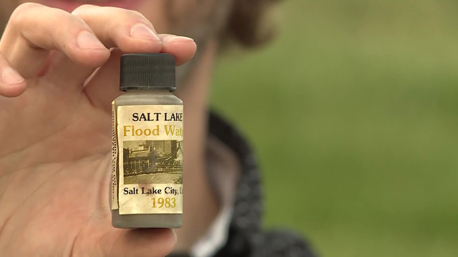 A vial of floodwater from the 1983 flooding in Salt Lake City. (KSL TV)...