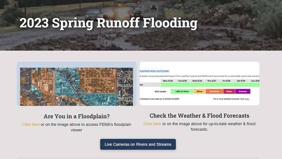 The homepage of the floodhazards.utah.gov website....