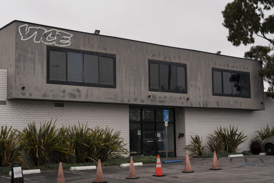 Vice Media's office building is seen in Los Angeles, Monday, May 15, 2023. Vice Media is filing for...