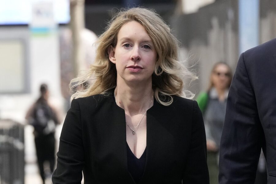 Former Theranos CEO Elizabeth Holmes leaves federal court in San Jose, Calif., March 17, 2023.
Mand...