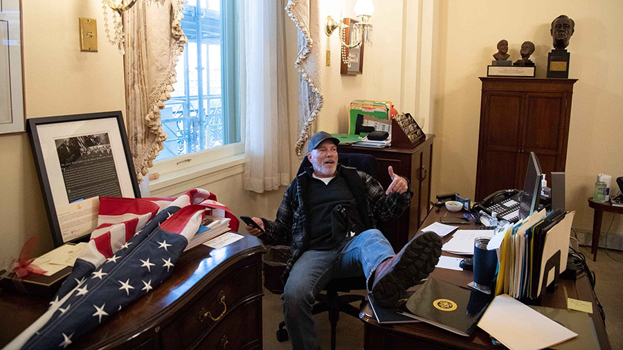 Richard Barnett in Nancy Pelosi's office...