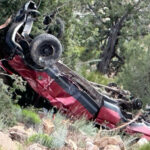 A Utah man survived a crash off a cliff and 200-foot descending rollover before climbing back to the road for help in Washington County, May 25, 2023. (Washington County Sheriff's Office)