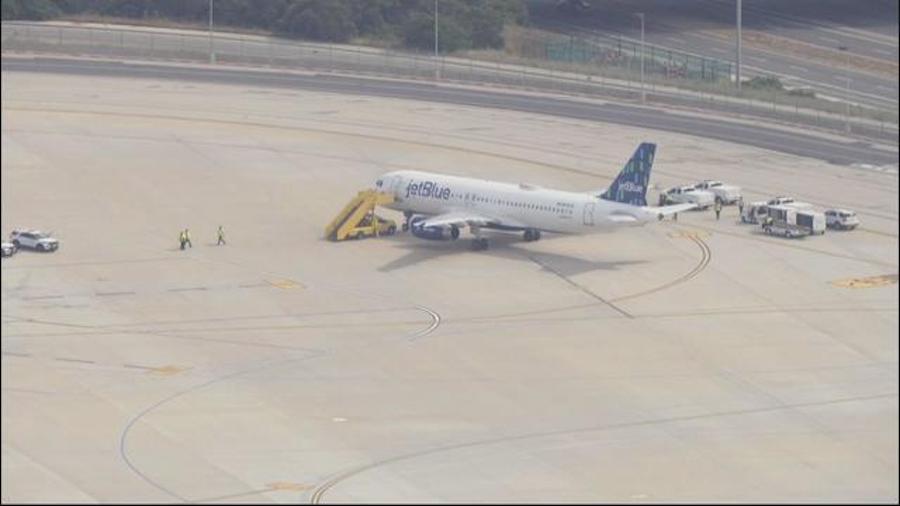 LAX police evacuated a JetBlue flight from Las Vegas after receiving a report of a bomb on the plan...