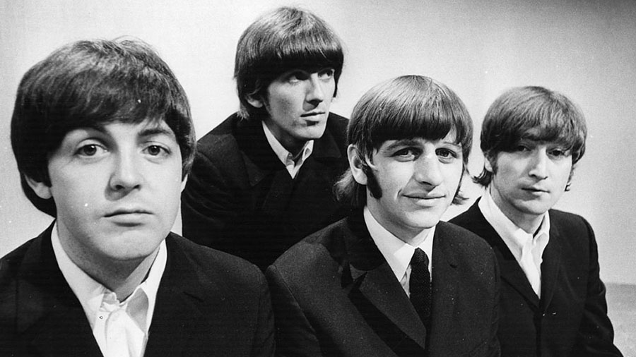 FILE - Portrait of British pop group The Beatles (L-R) Paul McCartney, George Harrison (1943 - 2001...