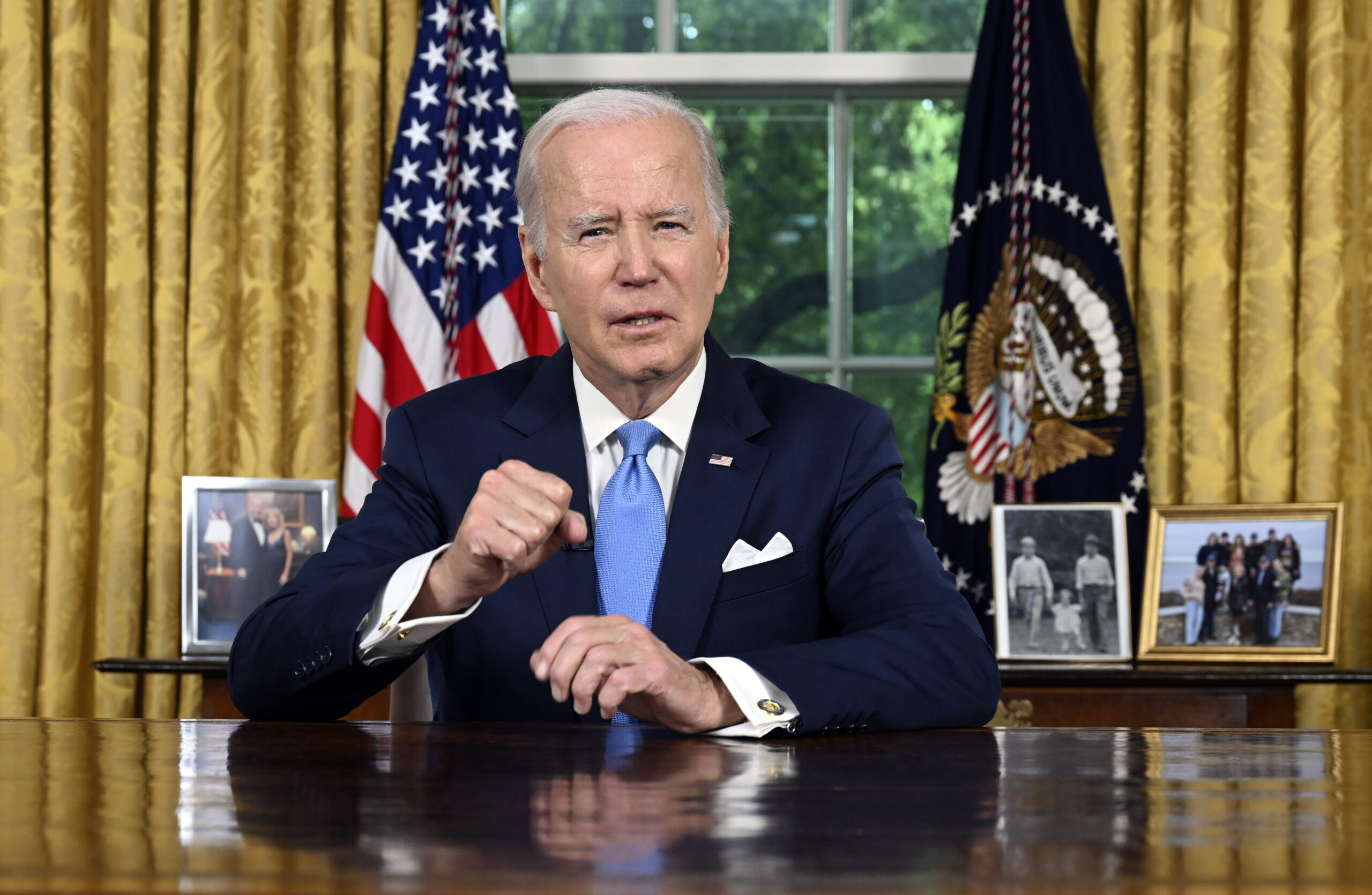 President Joe Biden addresses the nation on the budget deal that lifts the federal debt limit and a...