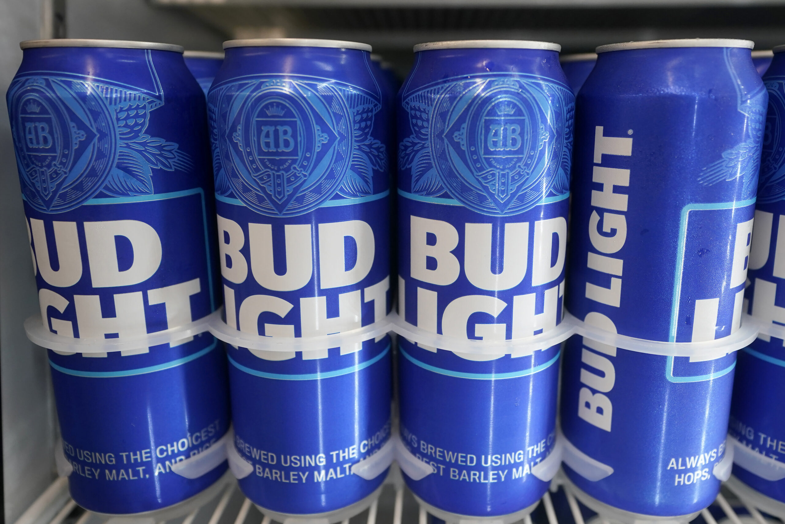 FILE: Cans of Bud Light chill in a refrigerator in Oakland, Calif., Friday, April 28, 2023. After m...