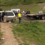 A minivan after it was pulled from Settlement Canyon Reservoir in Tooele County where a 12-year-old girl had to be pulled from the submerged car and revived with CPR. (Greg Anderson/KSL TV)