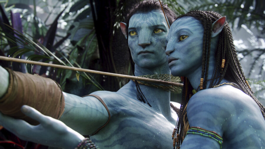 FILE - This image released by 20th Century Fox shows the characters Neytiri, right, and Jake in a s...