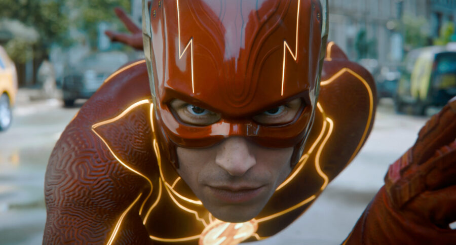 This image released by Warner Bros. Pictures shows Ezra Miller in a scene from "The Flash." (Warner...