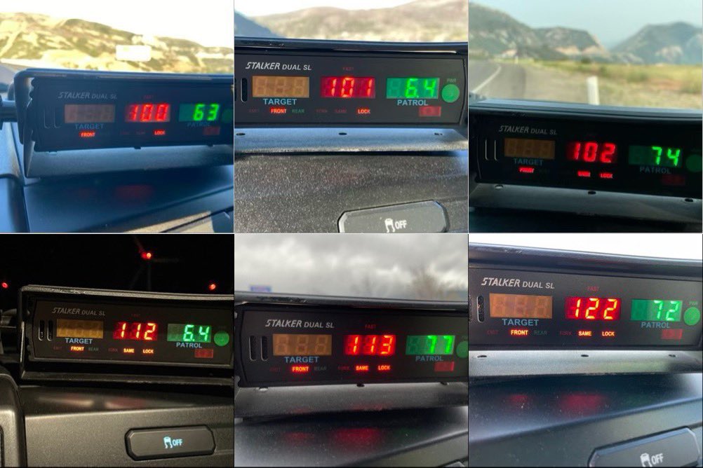 Speed trackers show six different drivers traveling 100 mph or more. The Utah County Sheriff's Offi...