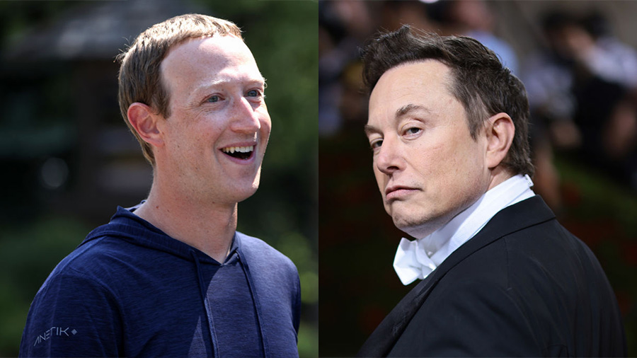 This combo of file images shows Facebook CEO Mark Zuckerberg, left, and Tesla and SpaceX CEO Elon M...