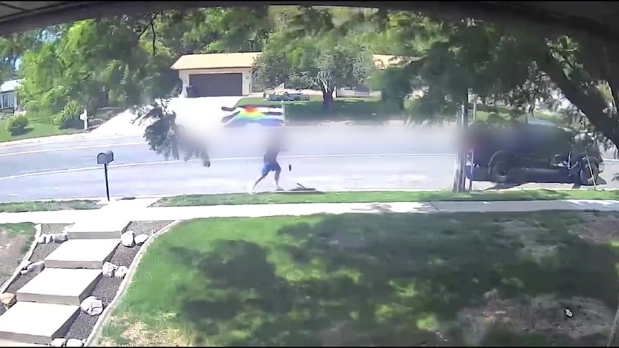 The person stealing the Pride flag from Ryan Silver front yard. (Courtesy: Ryan Silver)...