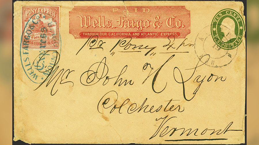 A rare pony express envelope will go to auction. (Courtesy H.R. Harmer)...