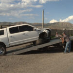 The truck that crashed into the oncoming car, killing two people on June 4, 2023. (KSL TV)