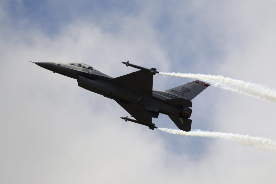 FILE - A Lockheed Martin F-16 Jet fighter performs its demonstration flight, June 22, 2011, at the ...