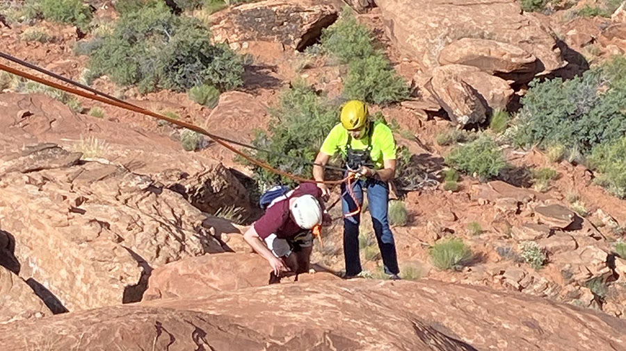 Washington County Sheriff Search & Rescue crews helping a man off a cliff side. (Washington County ...