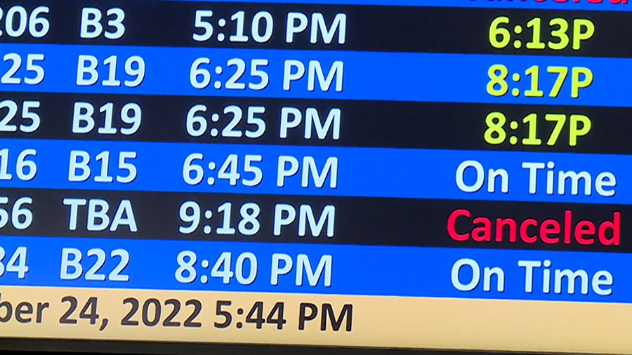 board shows flight schedules...