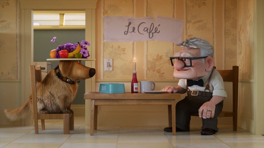 (From left) Dug (voiced by Bob Peterson) and Carl (voiced by Ed Asner) are seen here in 'Carl's Dat...