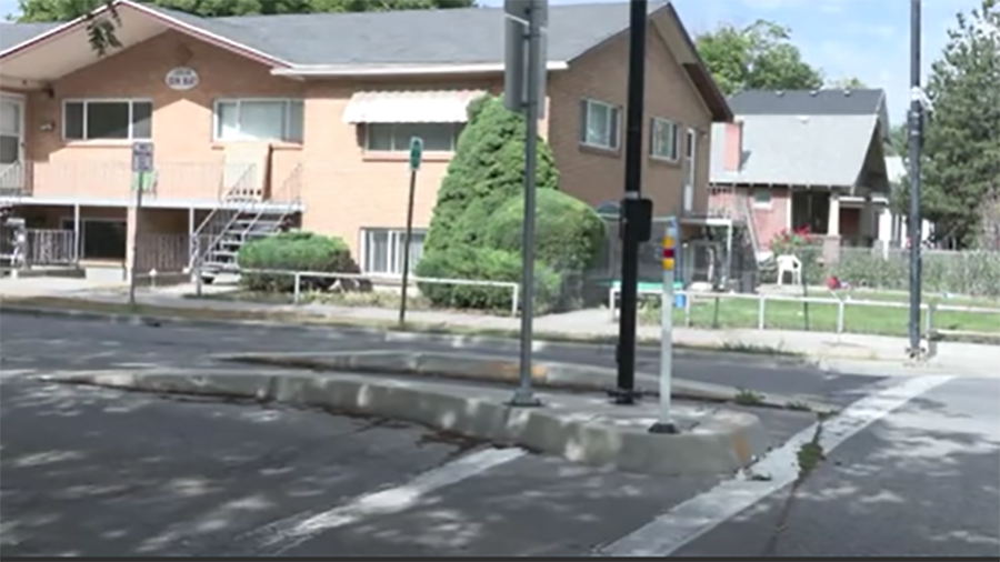 concrete curbs in an improved intersection...