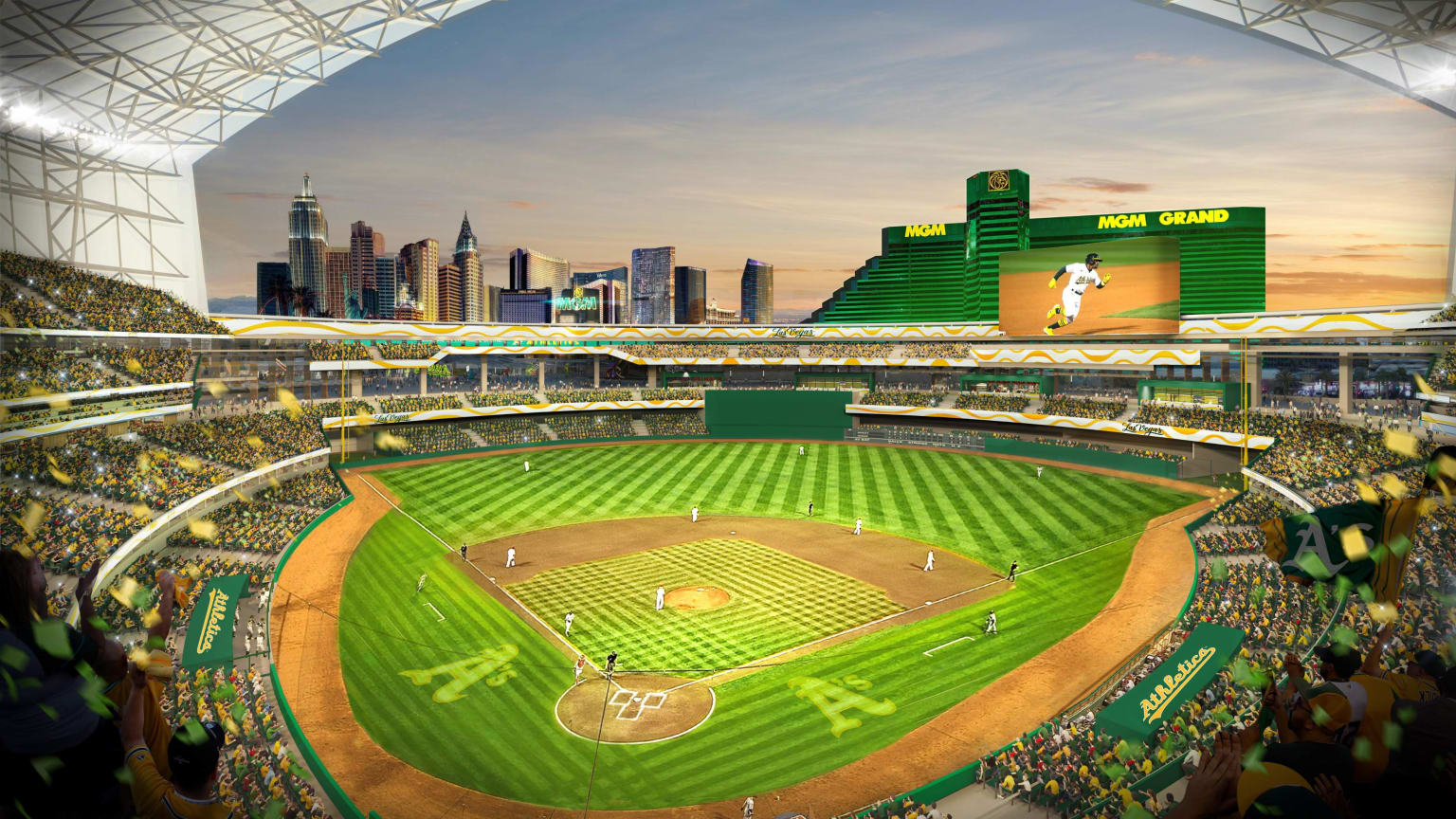 A rendering of the proposed stadium for the Oakland A's in Las Vegas, Nevada....