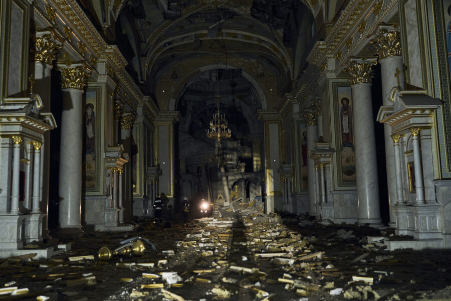 damaged orthodox cathedral...
