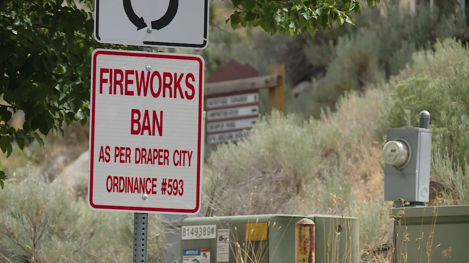 A firework ban sign in Draper, Utah. (KSL TV)...
