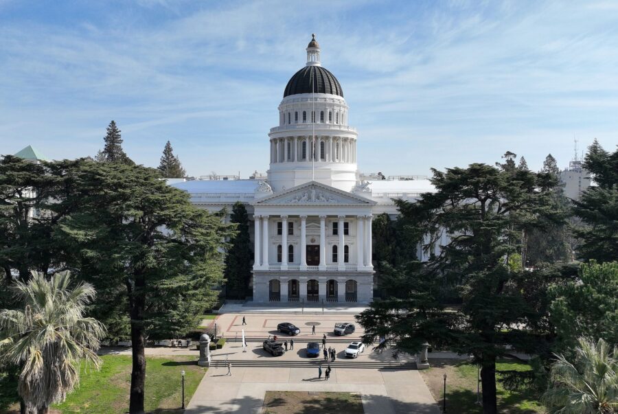 An aerial view of the California State Capitol is seen here on February 1. California voters will h...