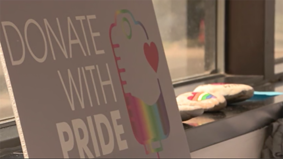 'Donate With Pride' sign...