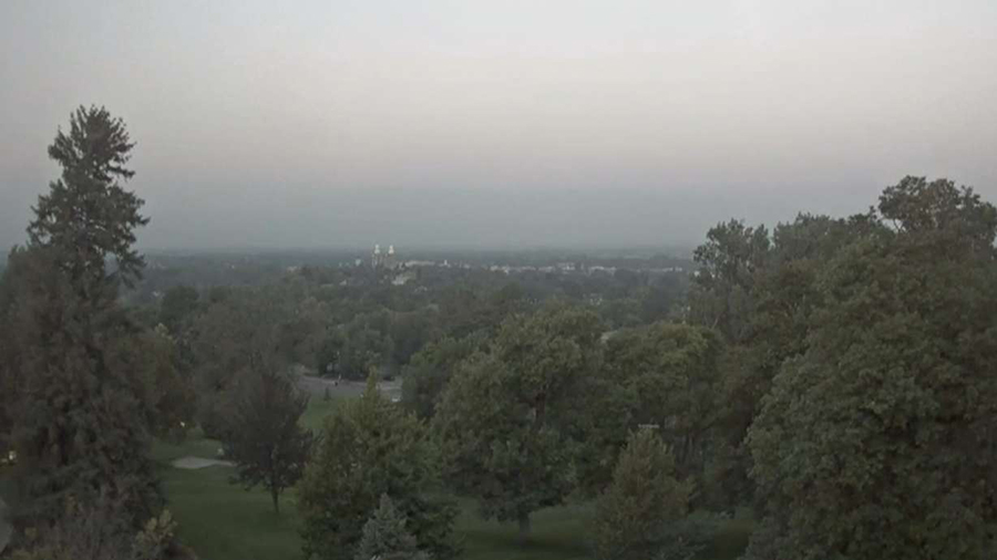 Smoke from fires in the Pacific Northwest create haze at Utah State University....