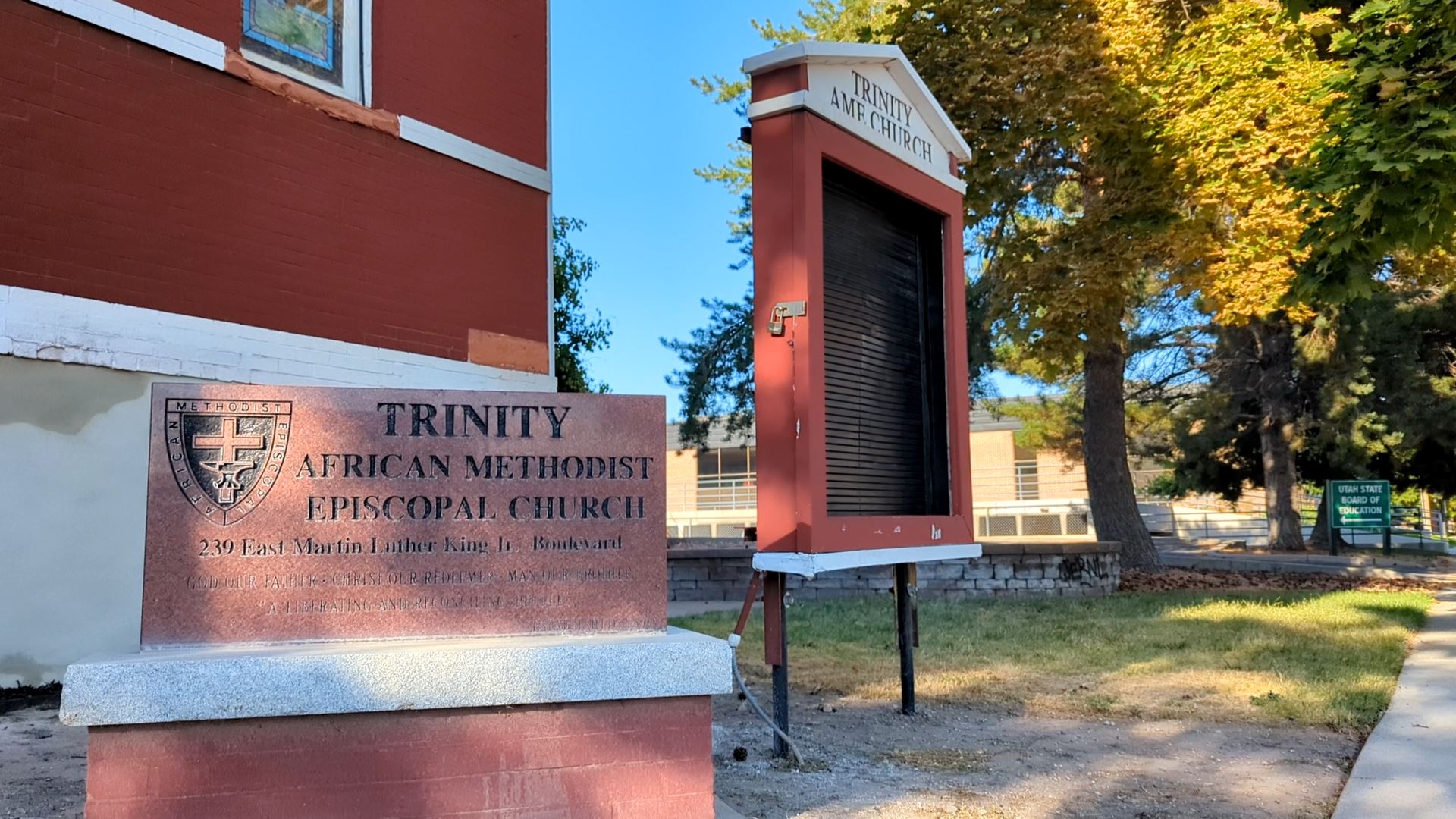 Outside of Trinity African Methodist Episcopal (AME) Church.  (Alston Crosby/KSL TV)...
