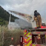 The historic building on fire in Weber Canyon. (Mountain Green Fire Protection District)