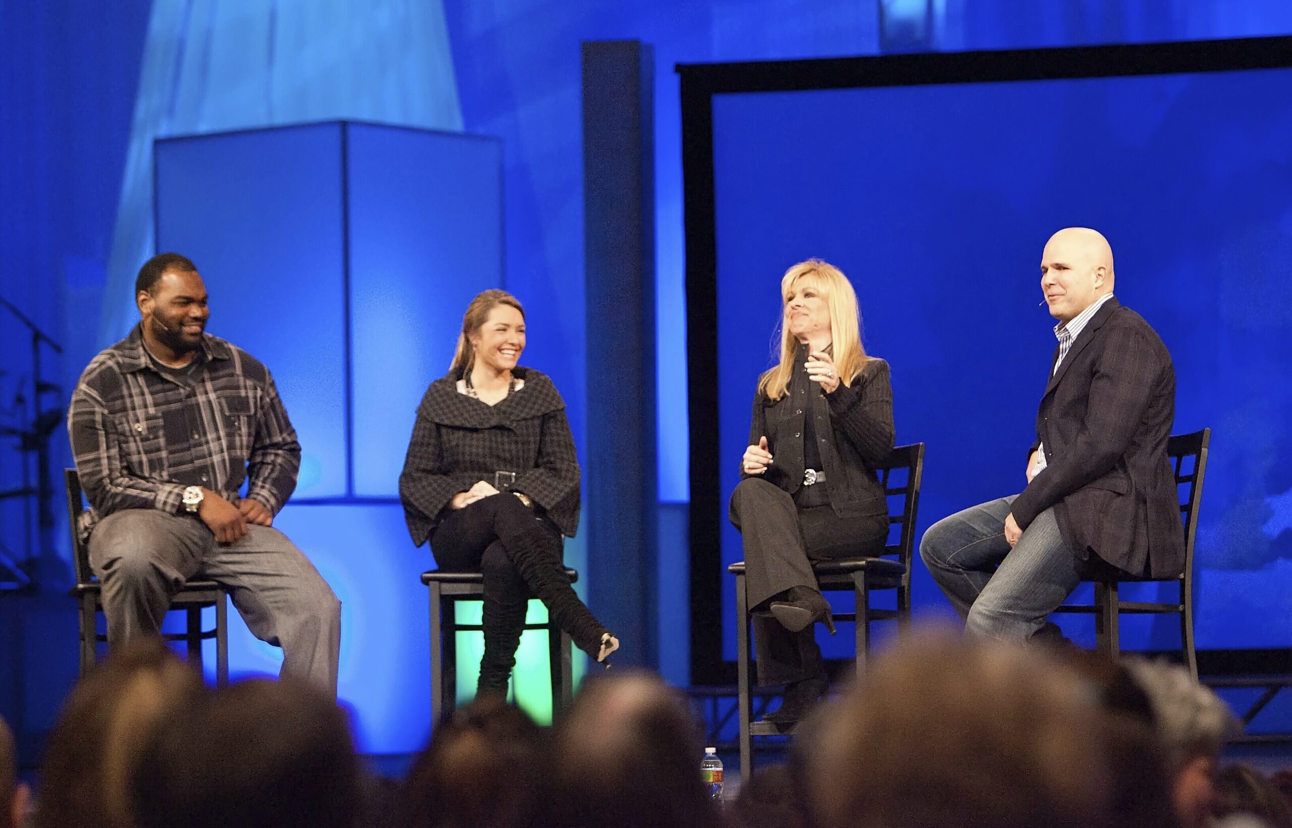 FILE - Michael Oher, left, Collins Tuohy, second from left, and Leigh Anne Tuohy, whose lives are p...